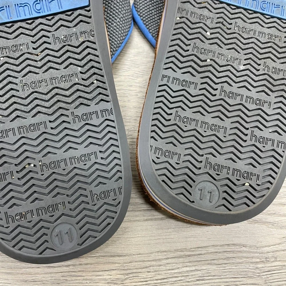 Hari Mari Flip Flop Sandals Mens 11 Grey Blue Leather Thong Straps
